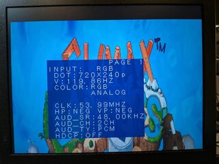 クライマックスランダーズはRGB1だと画面が上下に引き伸ばされてパタパタ切り替わる状態