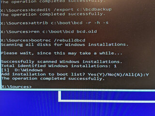 bootrec /rebuildbcdで解消