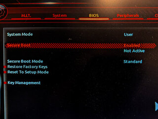 セキュアブートを有効化